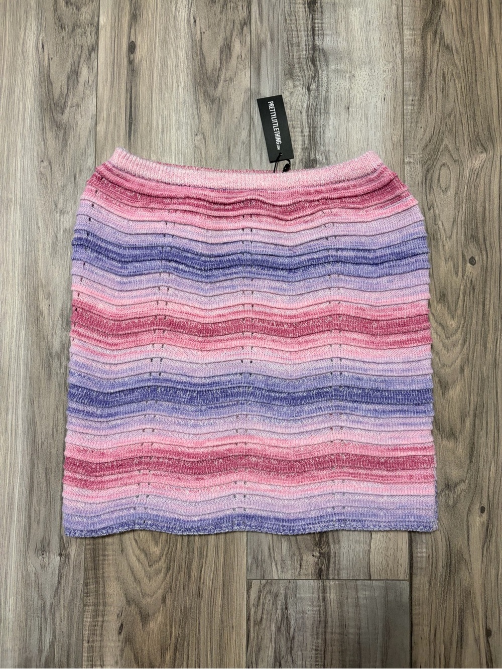 PrettyLittleThing Pink & Purple Striped Knit Pencil Skirt